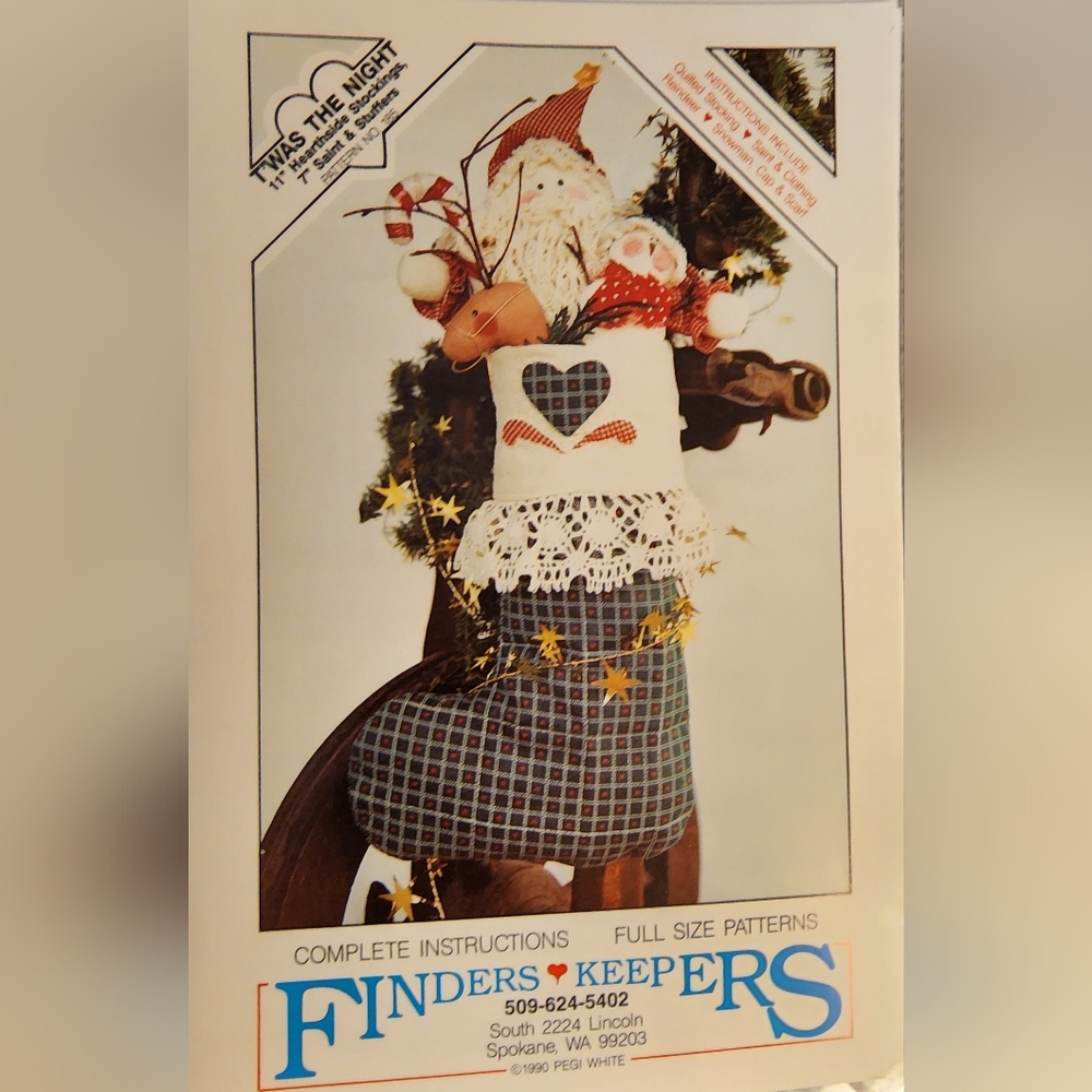 T'was the night 11" Hearthside Stockings 7" saint and stuffer christmas patterns